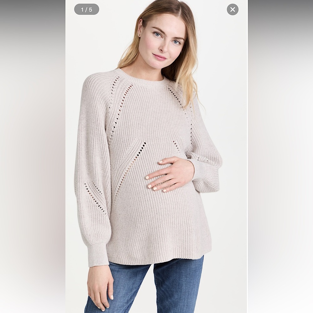 Hatch Light Beige Open Knit Maternity Sweater